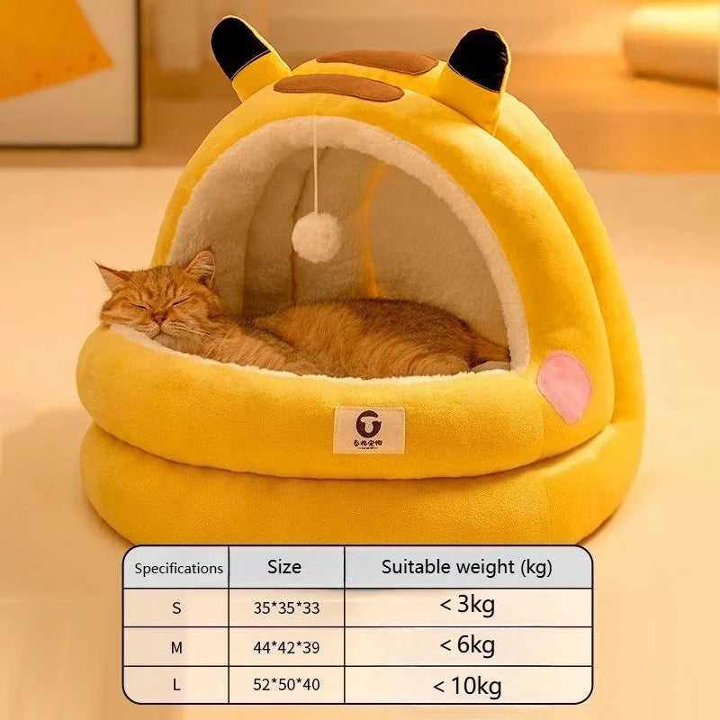 Semi-Enclosed Pet Cave Bed