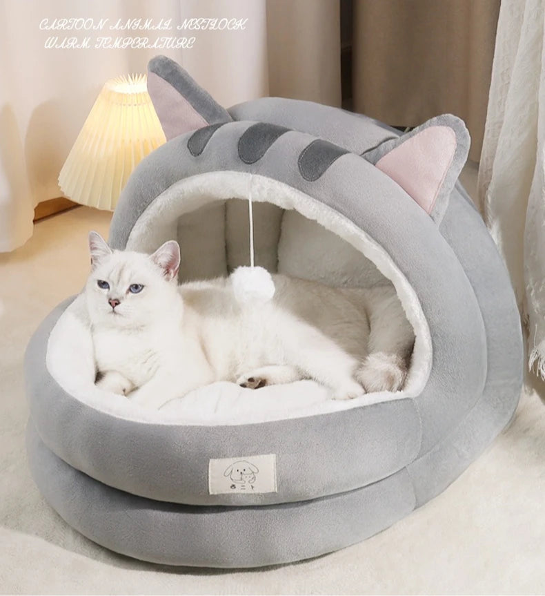 Semi-Enclosed Pet Cave Bed