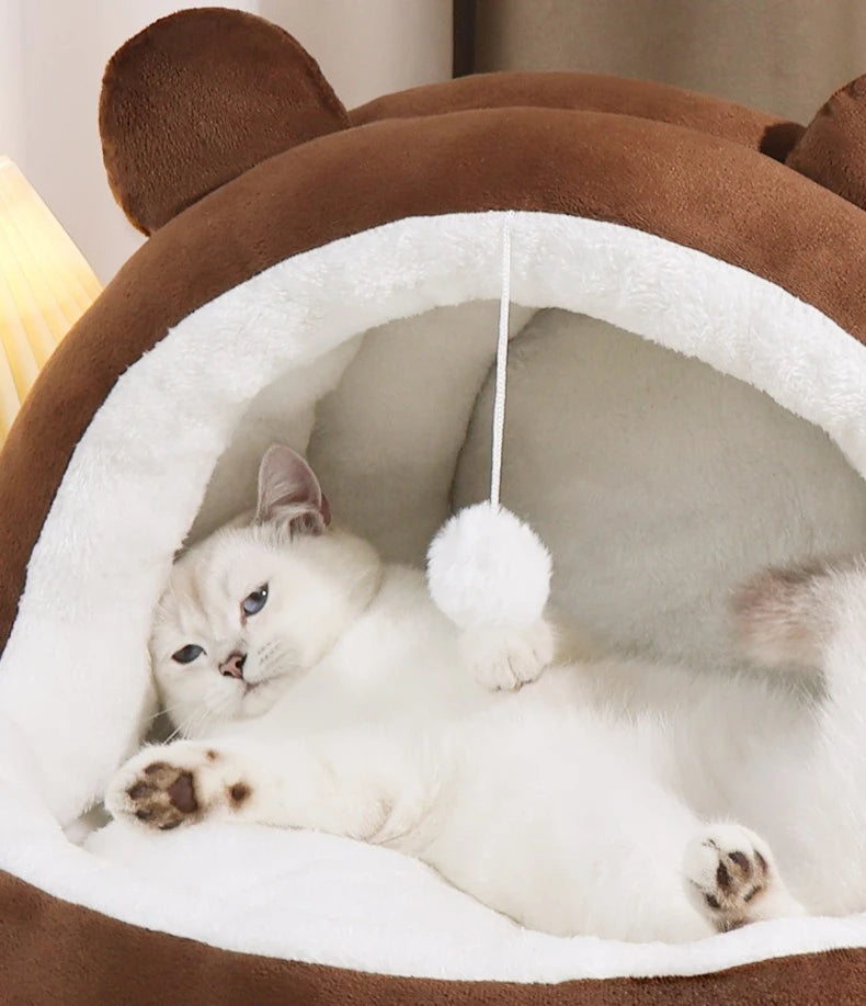 Semi-Enclosed Pet Cave Bed