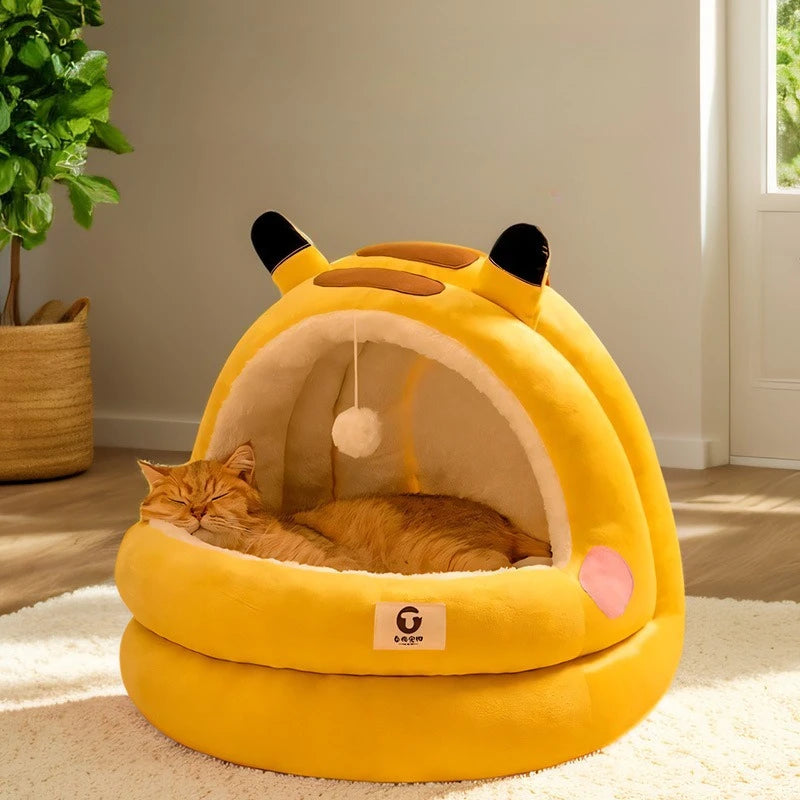 Semi-Enclosed Pet Cave Bed