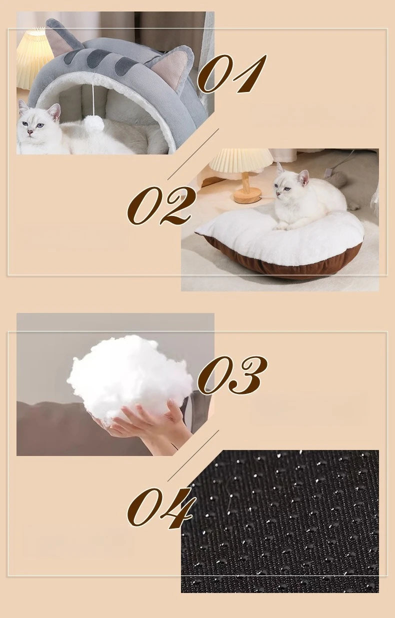 Semi-Enclosed Pet Cave Bed