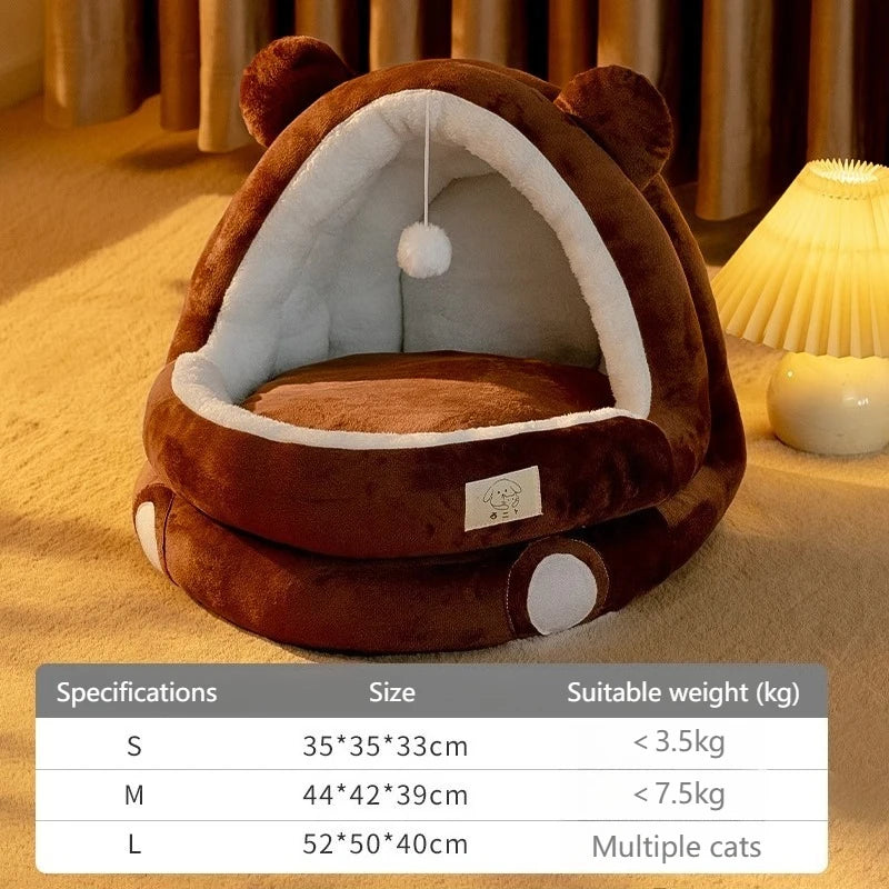 Semi-Enclosed Pet Cave Bed