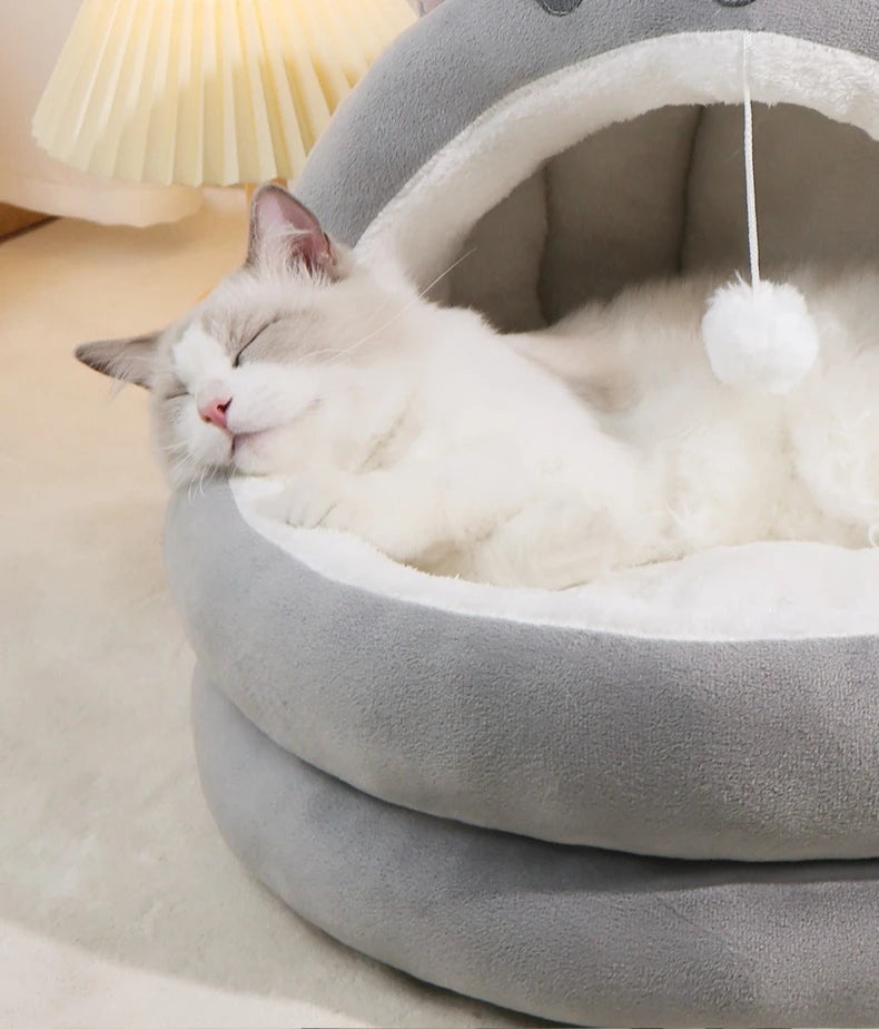 Semi-Enclosed Pet Cave Bed