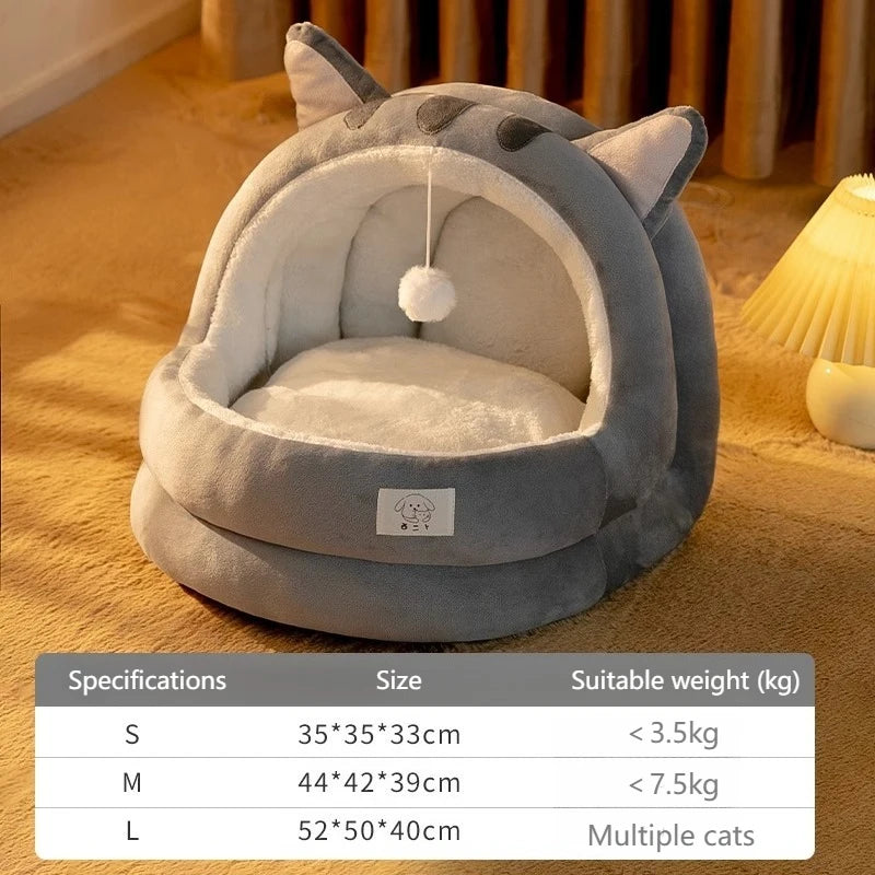 Semi-Enclosed Pet Cave Bed